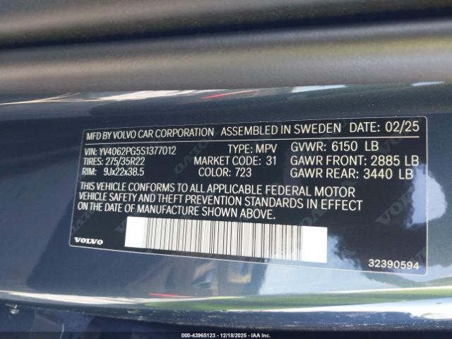 2025 VOLVO XC90 YV4062PG5S1377012 Photo 8