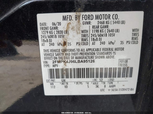 2020 FORD EDGE 2FMPK4J96LBA95126 Photo 8