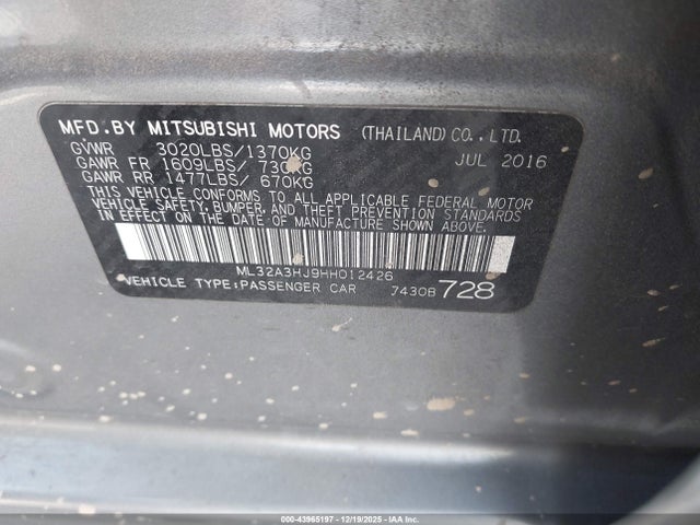 2017 MITSUBISHI MIRAGE ML32A3HJ9HH012426 Photo 8