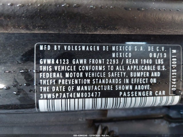 Volkswagen Beetle 2.5l 2014 3VW5P7AT4EM803477 Image 9