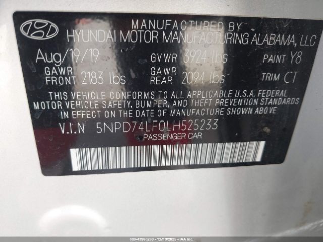 2020 HYUNDAI ELANTRA 5NPD74LF0LH525233 Photo 8