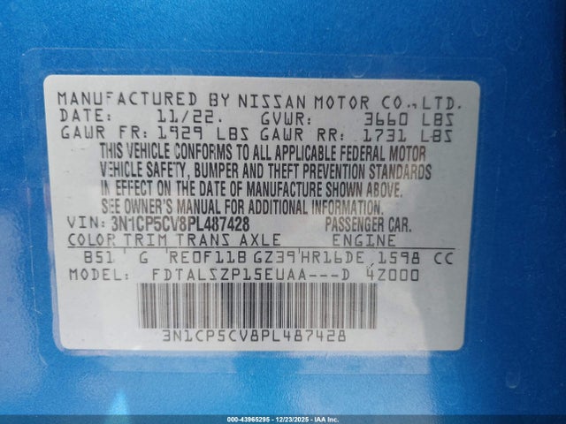 Nissan Kicks Sv Xtronic Cvt 2023 3N1CP5CV8PL487428 Image 9