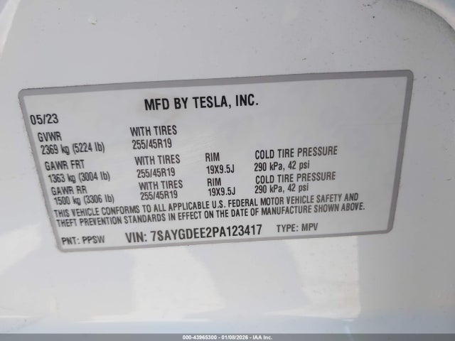 2023 TESLA MODEL Y 7SAYGDEE2PA123417 Photo 8