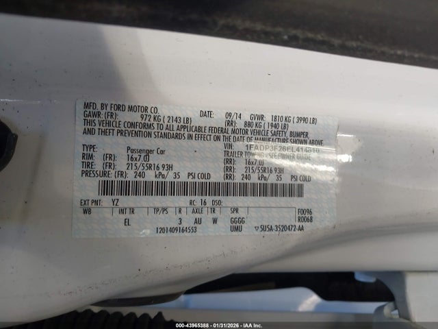 Ford FOCUS SE 2014 1FADP3F26EL414810 Image 9