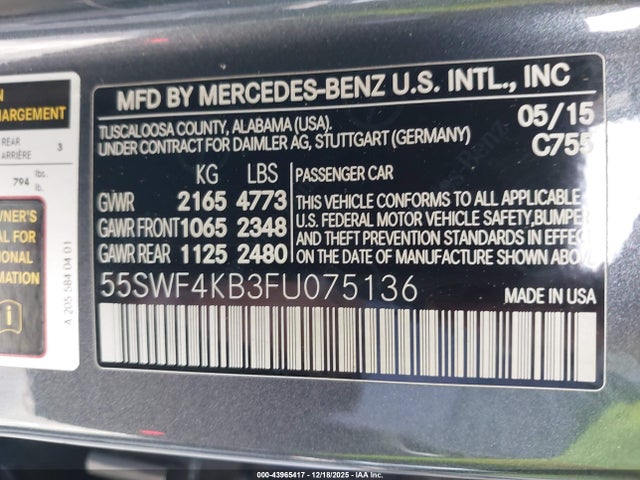 Mercedes-Benz C 300 4matic 2015 55SWF4KB3FU075136 Image 9