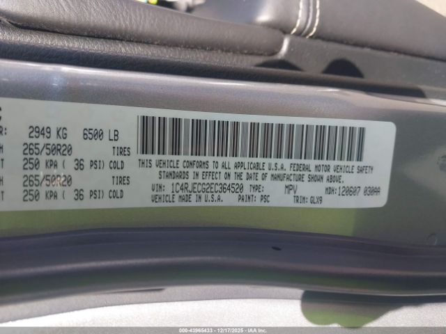 2014 JEEP GRAND CHEROKEE 1C4RJECG2EC364520 Photo 8