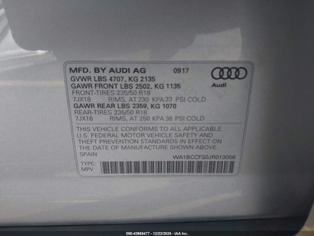2018 AUDI Q3 WA1BCCFS0JR013056 Photo 8