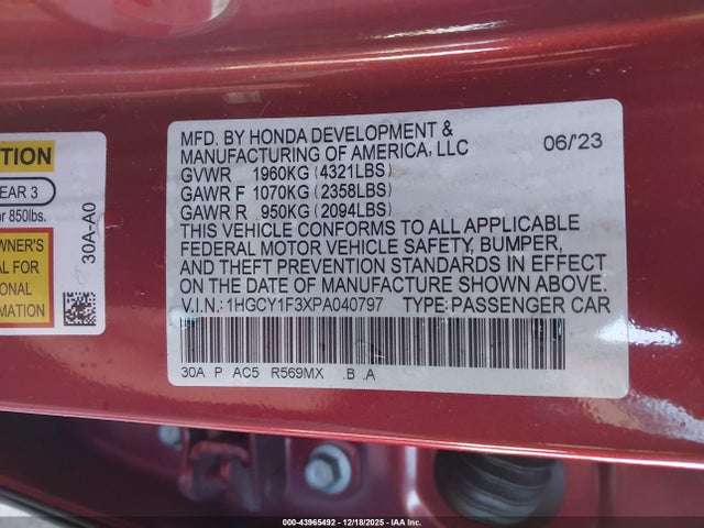 2023 HONDA ACCORD 1HGCY1F3XPA040797 Photo 8