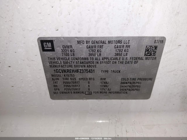 1GCVKREH4FZ375431 Chevrolet Silverado 1500 1lt