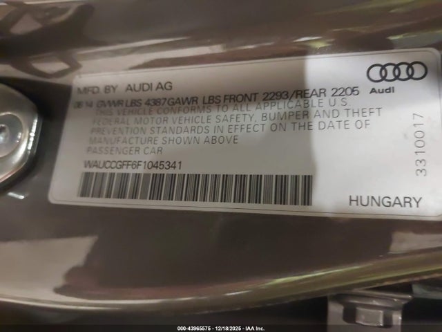 Aukcja sprzedaży 2015 Audi A3 1.8t Premium, vin: WAUCCGFF6F1045341, numer aukcji: 43965575