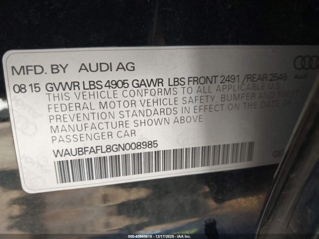 2016 AUDI A4 WAUBFAFL8GN008985 Photo 8