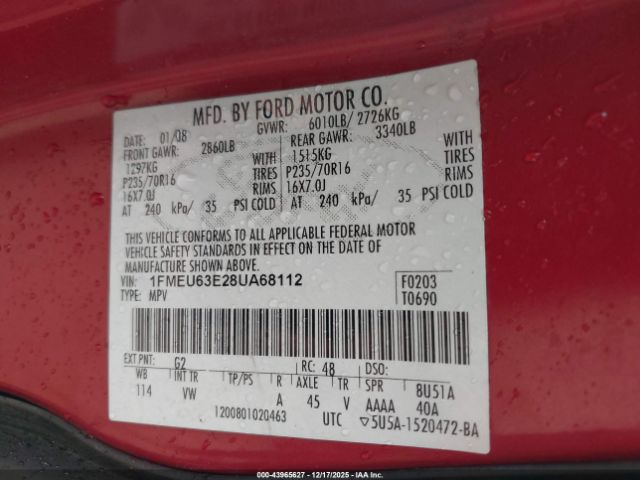 2008 FORD EXPLORER 1FMEU63E28UA68112 Photo 8