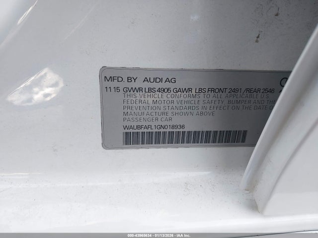 2016 AUDI A4 WAUBFAFL1GN018936 Photo 8
