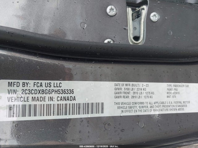 2023 Dodge Charger Sxt მანქანა იყიდება აუქციონზე, vin: 2C3CDXBG6PH536336, აუქციონის ნომერი: 43965650