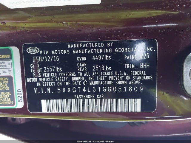 2016 KIA OPTIMA 5XXGT4L31GG051809 Photo 8