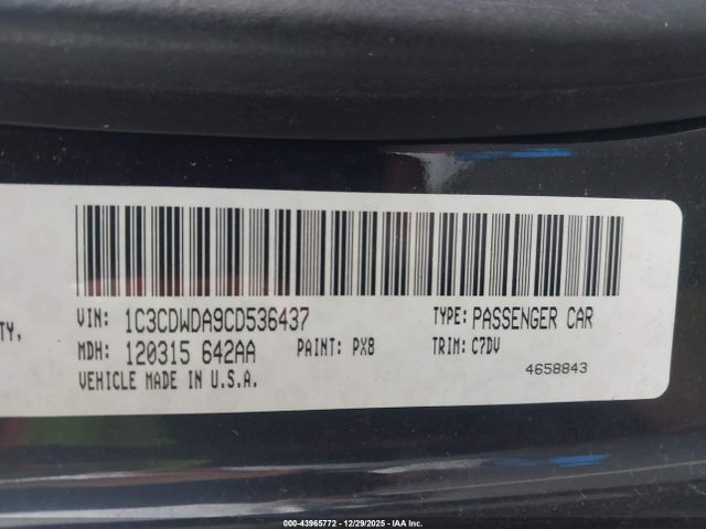 Продаж на аукціоні авто 2012 Dodge Caliber Sxt, vin: 1C3CDWDA9CD536437, номер лоту: 43965772