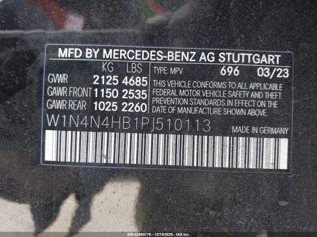 W1N4N4HB1PJ510113 Mercedes-Benz Gla 250 4matic