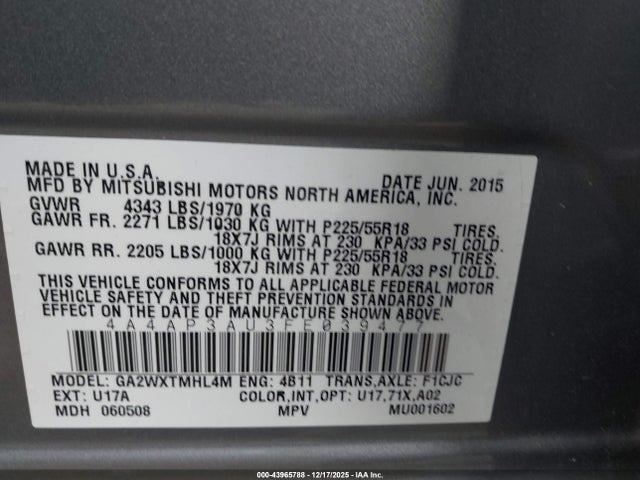 2015 MITSUBISHI OUTLANDER SPORT 4A4AP3AU3FE039477 Photo 8