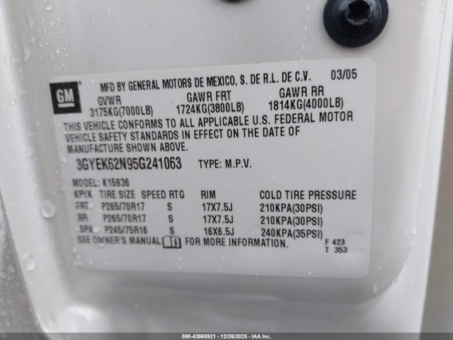 2005 CADILLAC ESCALADE EXT 3GYEK62N95G241063 Photo 8