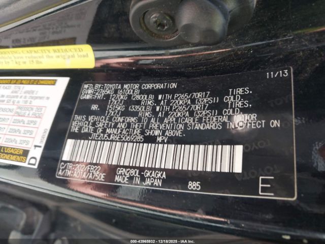 2014 TOYOTA 4RUNNER JTEZU5JR6E5069285 Photo 8