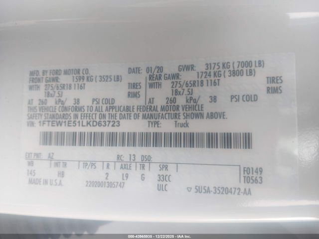 2020 FORD F-150 1FTEW1E51LKD63723 Photo 8