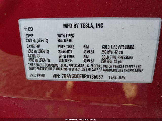 2023 TESLA MODEL Y 7SAYGDEE0PA185057 Photo 8