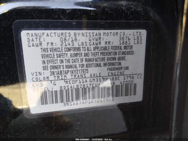 2019 NISSAN SENTRA 3N1AB7AP1KY217975 Photo 8