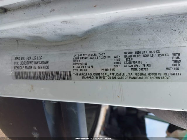 2022 RAM PROMASTER 1500 3C6LRVNG1NE130509 Photo 8