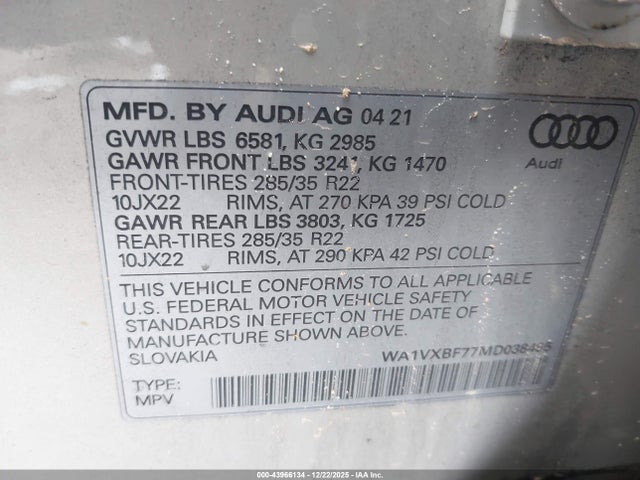 2021 AUDI Q7 WA1VXBF77MD038495 Photo 8
