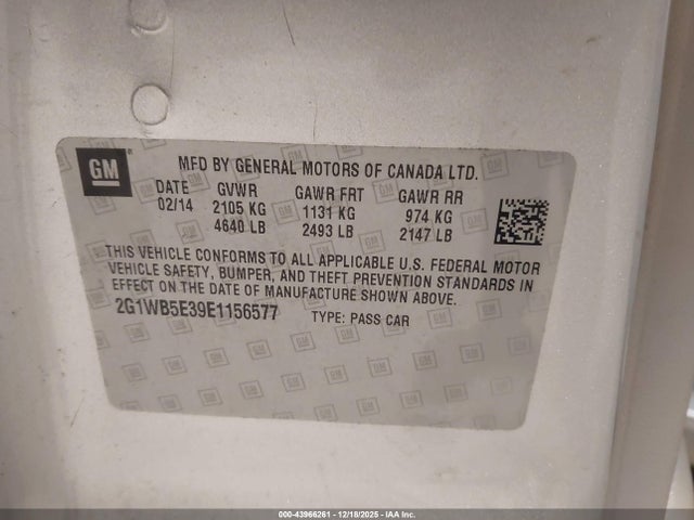 2G1WB5E39E1156577 Chevrolet Impala Limited Lt
