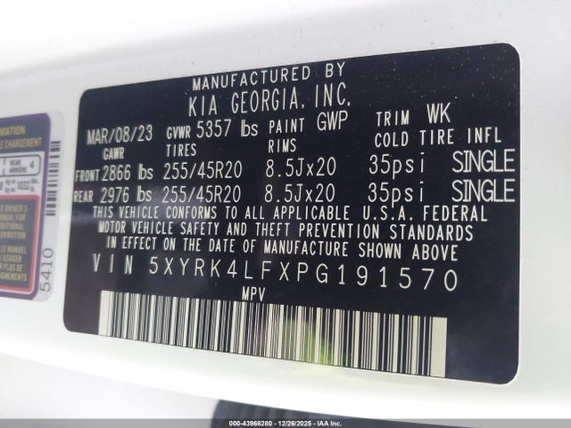 2023 KIA SORENTO 5XYRK4LFXPG191570 Photo 8
