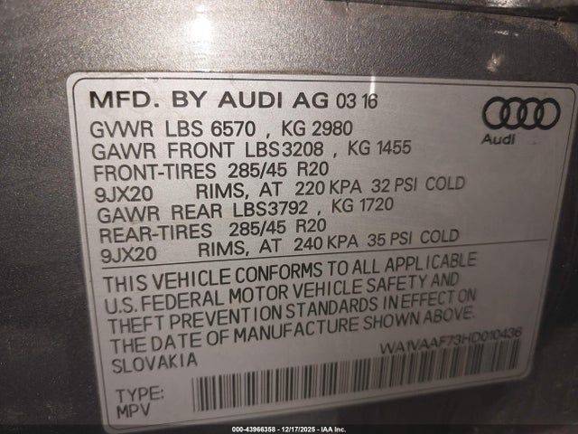 2017 AUDI Q7 WA1VAAF73HD010436 Photo 8