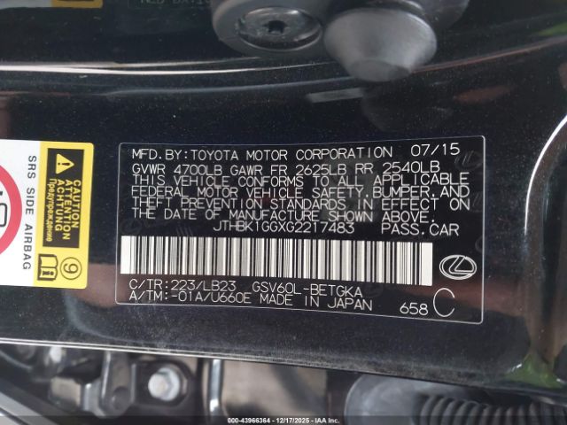 2016 LEXUS ES 350 JTHBK1GGXG2217483 Photo 8