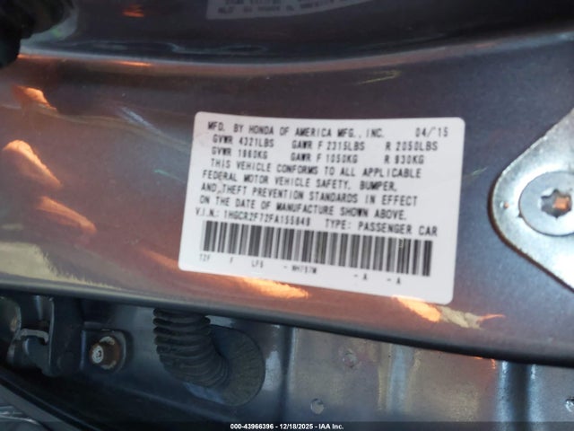 Honda ACCORD EX 2015 1HGCR2F72FA155849 Image 9