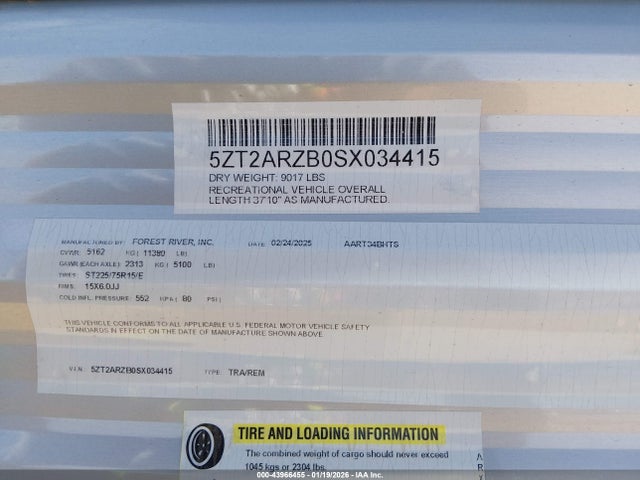 5ZT2ARZB0SX034415 Forest River Other