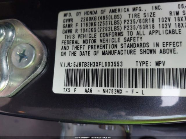 2015 ACURA RDX 5J8TB3H3XFL003553 Photo 8