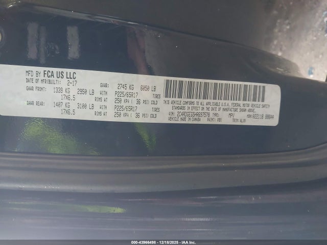 2017 Dodge Grand Caravan Gt მანქანა იყიდება აუქციონზე, vin: 2C4RDGEG5HR697578, აუქციონის ნომერი: 43966498