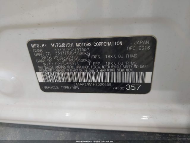 2017 MITSUBISHI OUTLANDER SPORT JA4AR3AW1HZ020659 Photo 8