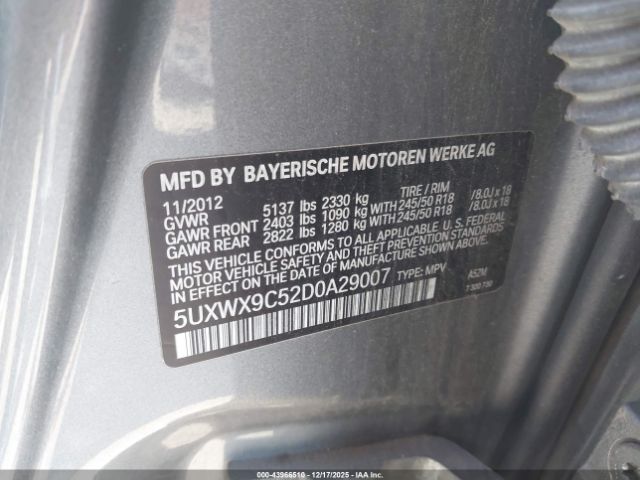 2013 BMW X3 5UXWX9C52D0A29007 Photo 8
