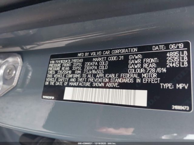 2020 VOLVO XC40 YV4162UK2L2195549 Photo 8