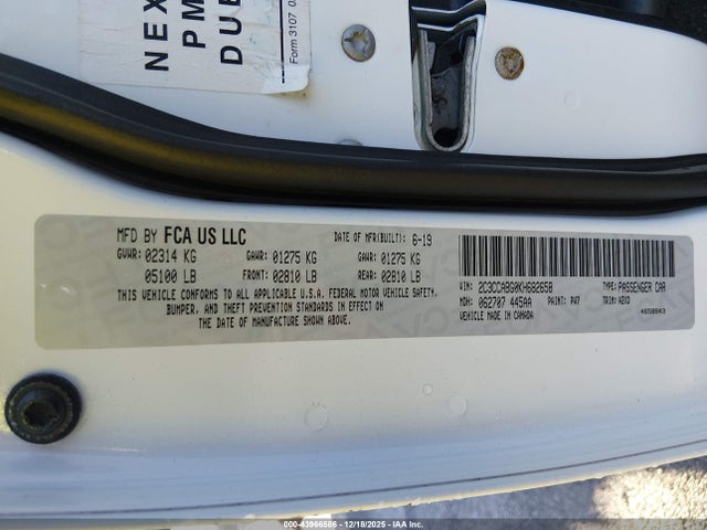 Aukcja sprzedaży 2019 Chrysler 300 300s, vin: 2C3CCABG0KH682658, numer aukcji: 43966586