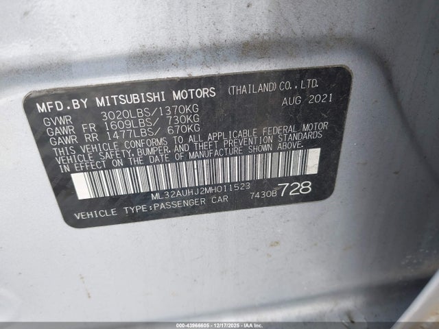 2021 MITSUBISHI MIRAGE ML32AUHJ2MH011523 Photo 8