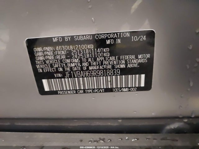JF1VBAH69R9818839 Subaru Wrx Premium