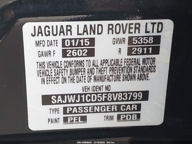 2015 JAGUAR XJ SAJWJ1CD5F8V83799 Photo 8