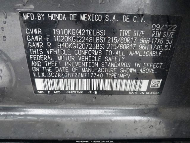 2023 HONDA HR-V 3CZRZ2H72PM717740 Photo 8