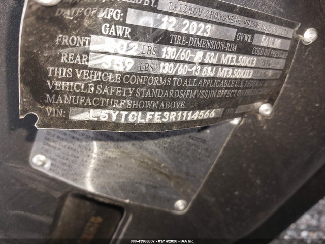 L5YTCLFE3R1114566 Znen Scooter