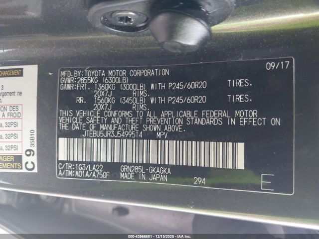 2018 TOYOTA 4RUNNER JTEBU5JR3J5499514 Photo 8