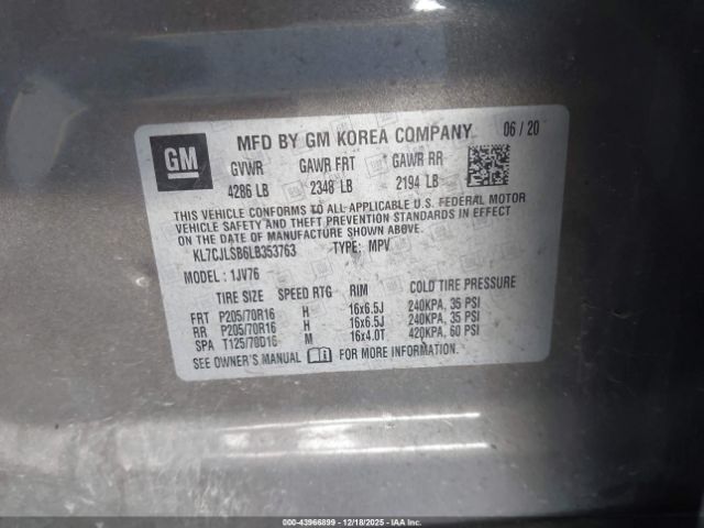 2020 CHEVROLET TRAX KL7CJLSB6LB353763 Photo 8