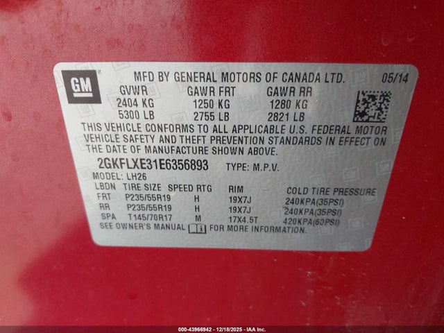 GMC Terrain Slt-1 2014 2GKFLXE31E6356893 Image 9