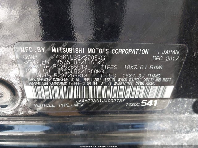 2018 MITSUBISHI OUTLANDER JA4AZ3A31JJ002737 Photo 8
